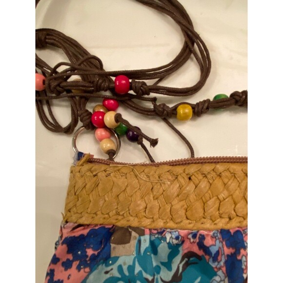 Womens Crossbody Bag Beaded Sparkle Straw Edge Boho Hippie Paisley Animal Print - Picture 7 of 12